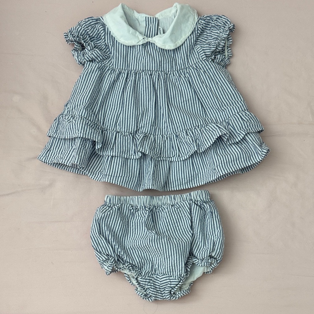 Janie and Jack Blue and White Striped Set